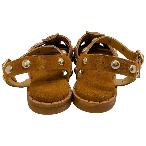 Freda Salvador Nut Brown Suede Sera Fisherman Sandals with Gold Studs - Picture 5 of 9